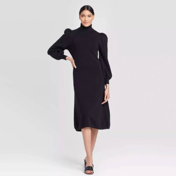 Who What Wear puffsleeve sweater dress Embellished Back Button 17367 - Picture 1 of 12